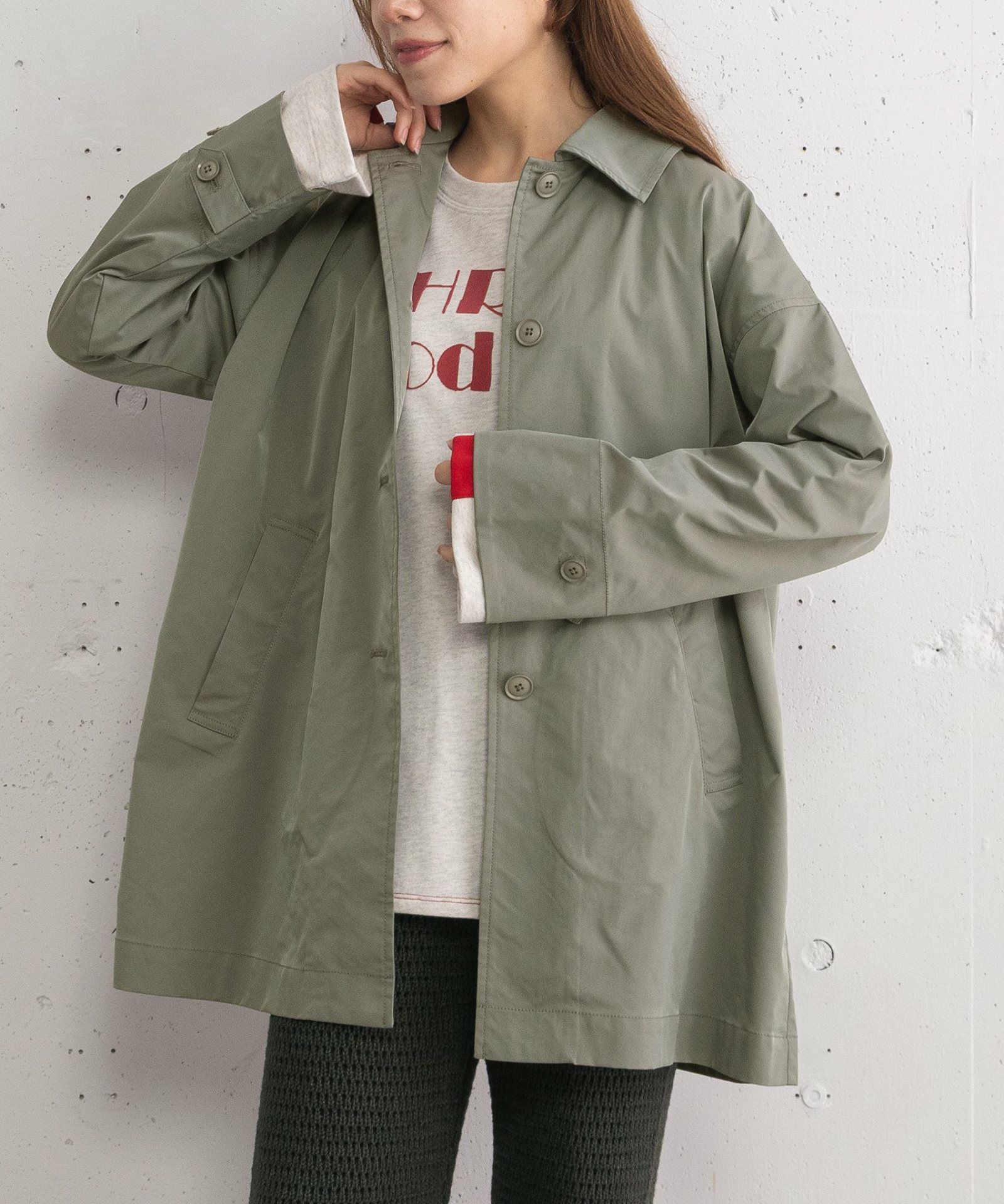 ミドル丈ステンカラーコート 