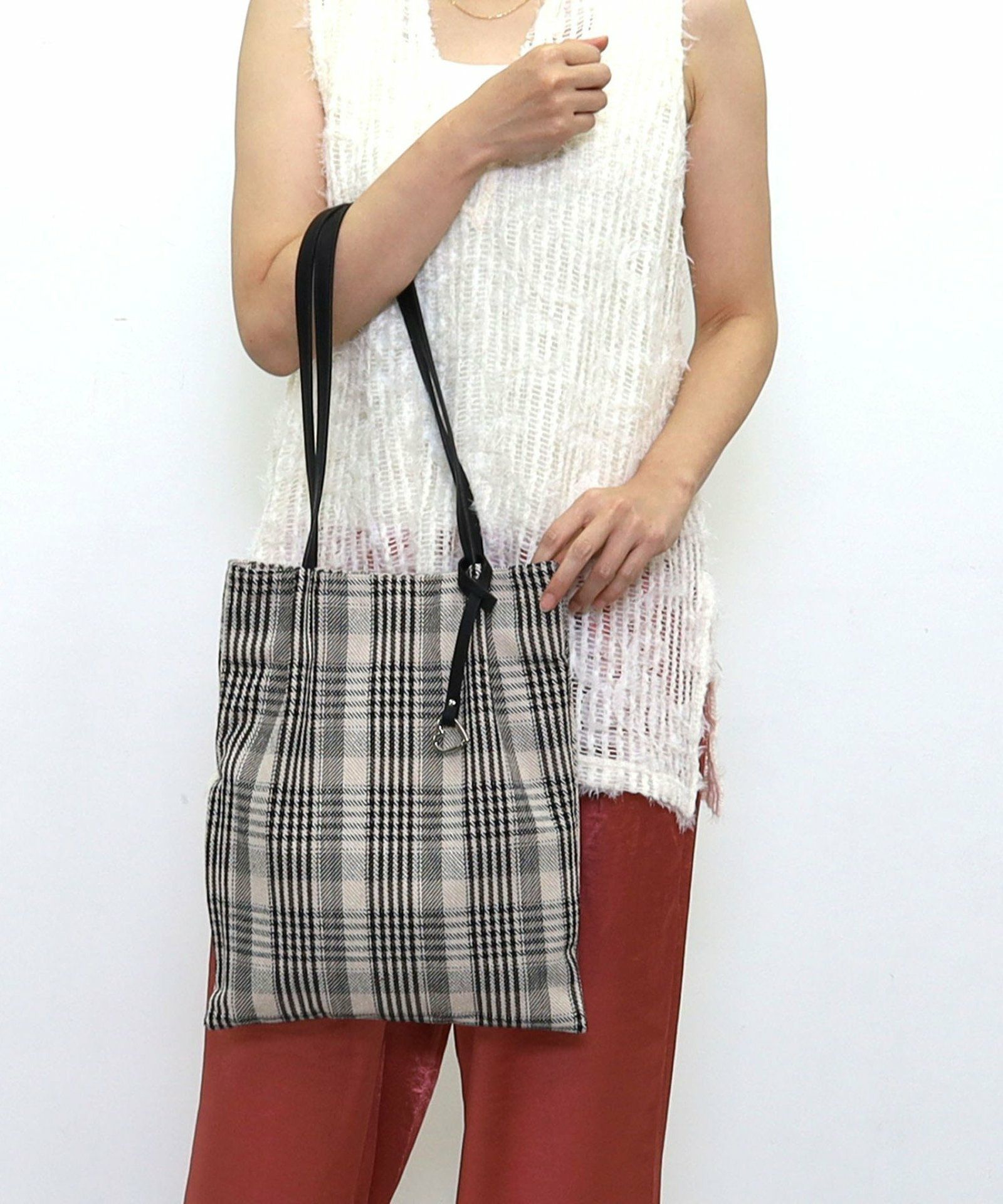 チェック柄ツマミハンドルフラットトートバッグ／A4対応 | COO ONLINE